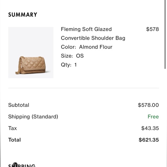 NWT Tory Burch Fleming Soft Glazed convertible shoulder bag. Almond flour. - Picture 6 of 6